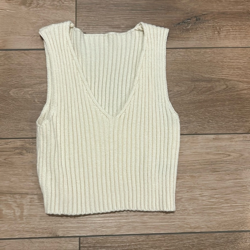 Sweater Tank Top, Size S, Cream